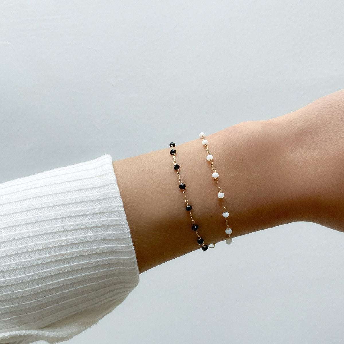 Jewelry simple black and white imitation crystal chain single-layer jewelry all-match metal niche geometric bracelet