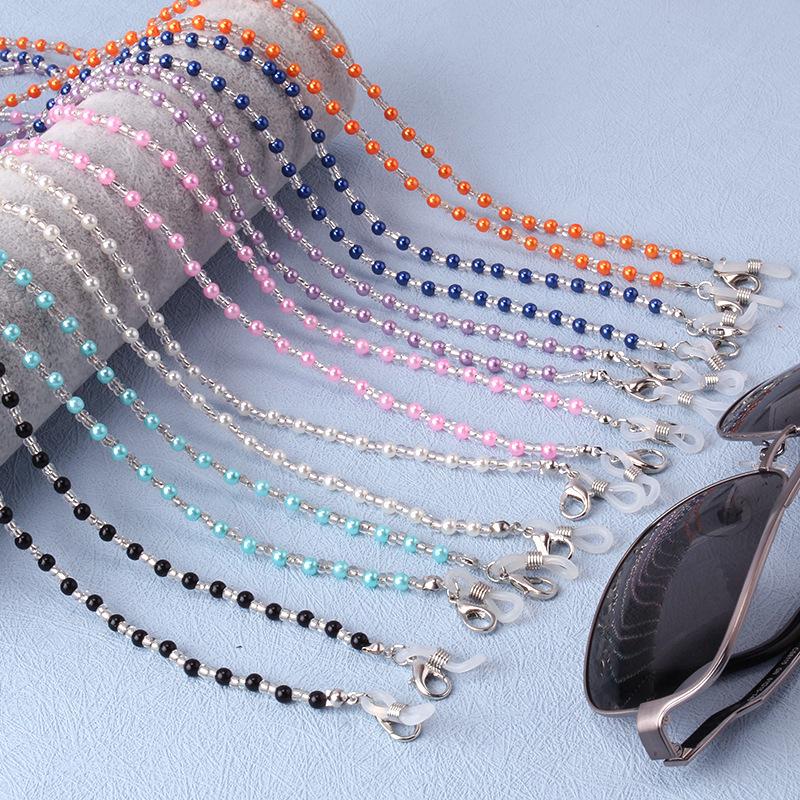 Popular Jewelry Black and White Pearl Non-slip Anti-lost Glasses Chain Mask Lanyard