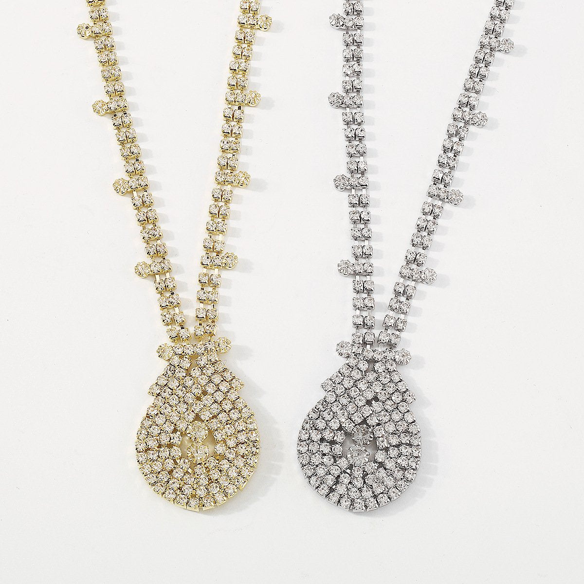 N1894 Retro Palace Geometric Necklace Women's Claw Chain Full Diamond Light Luxury Necklace Hip Hop Personality Necklace