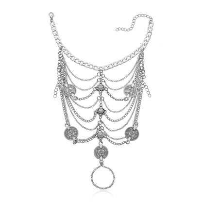 Accessories Punk Retro Beach Metal Coin Foot Decoration Multilayer Tassel Anklet Women