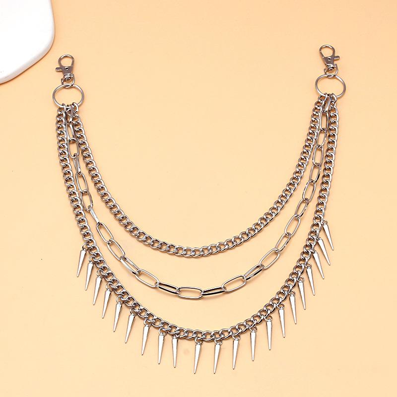 Jewelry punk metal rivets geometric chain pants chain hip-hop trendy cool all-match men's waist chain