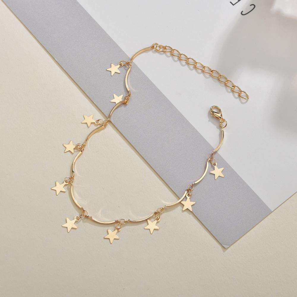 Jewelry Personalized Beach Metal Elements Simple Sequin Pentagram Star Anklet