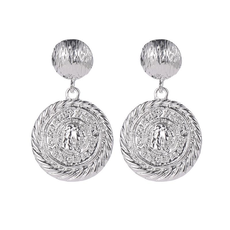 Ethnic Retro Coin Earrings Exotic Round Metal Figure Stud Earrings Earrings