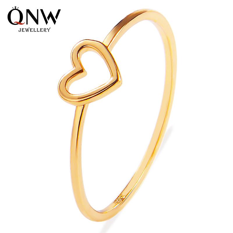 Simple hollow love peach heart heart-shaped ring 925 logo copper jewelry electroplated silver ring