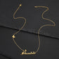 Simple and trendy stainless steel butterfly peach heart English letter lettering cutting name pendant titanium steel beautiful necklace
