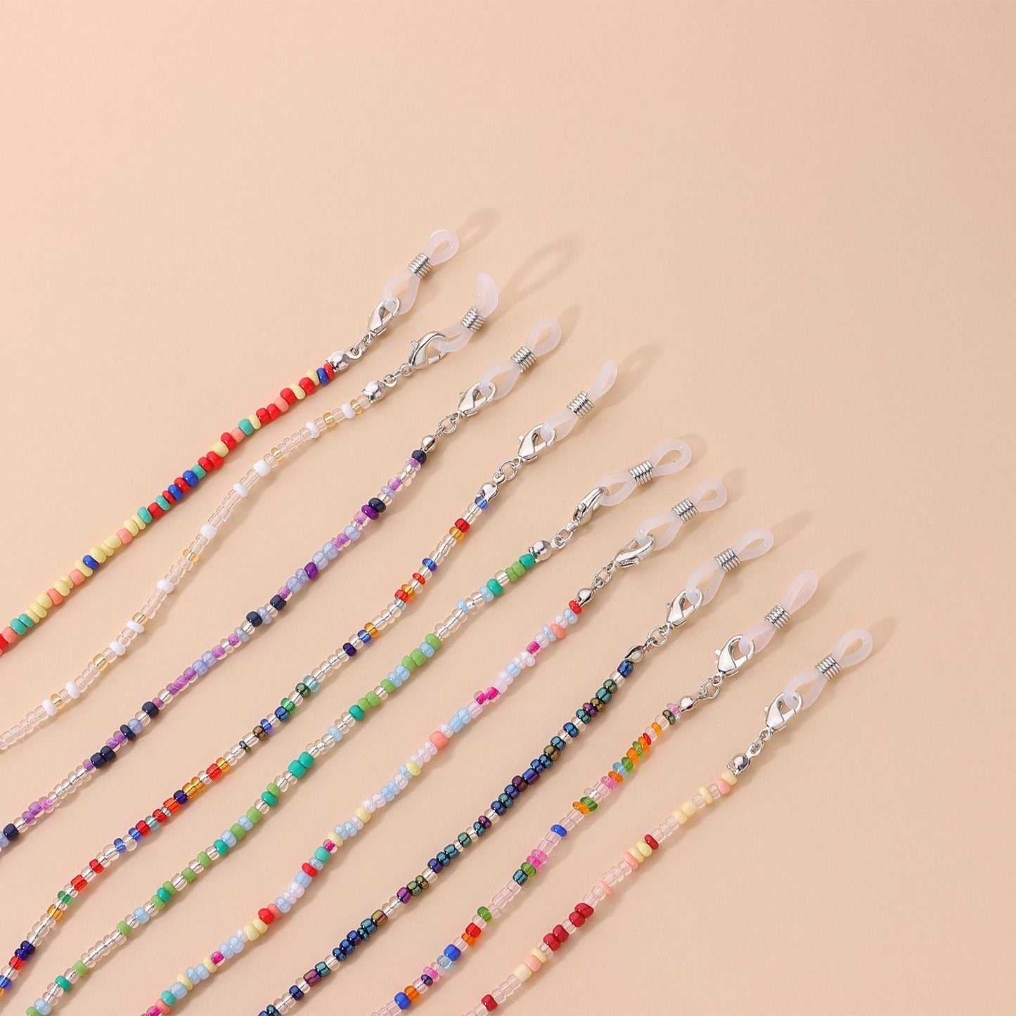 Jewelry Fashion Color Rice Beads Glasses Chain Simple Versatile Accessories 9-Piece Set