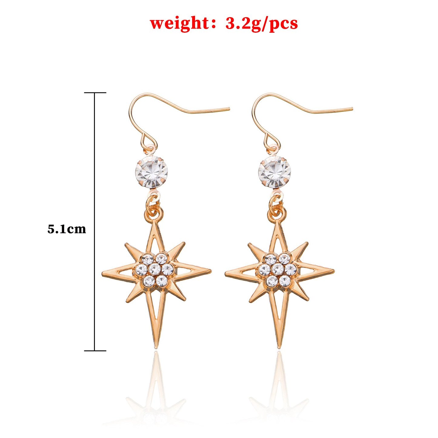 Jewelry fashion geometric octagonal diamond earrings female personality exaggerated star ear hook