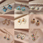 Geometric Pearl Color Gravel Earrings Heart Hollow Ear Studs Retro Temperament Fashion Trendy Earrings