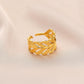 Fashion personality adjustable love stainless steel open ring simple feather leaf heart-shaped ring jewelry