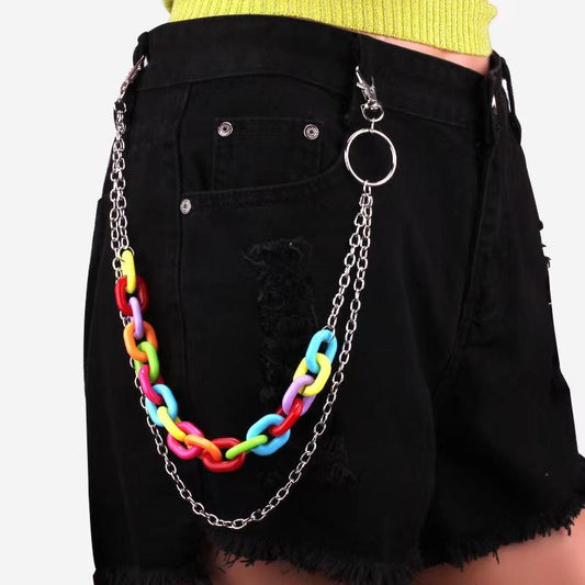 Resin Jewelry Hanging Chain Metal Chain Hip Hop Men's and Women's Series Double Pants Chain Accessories
