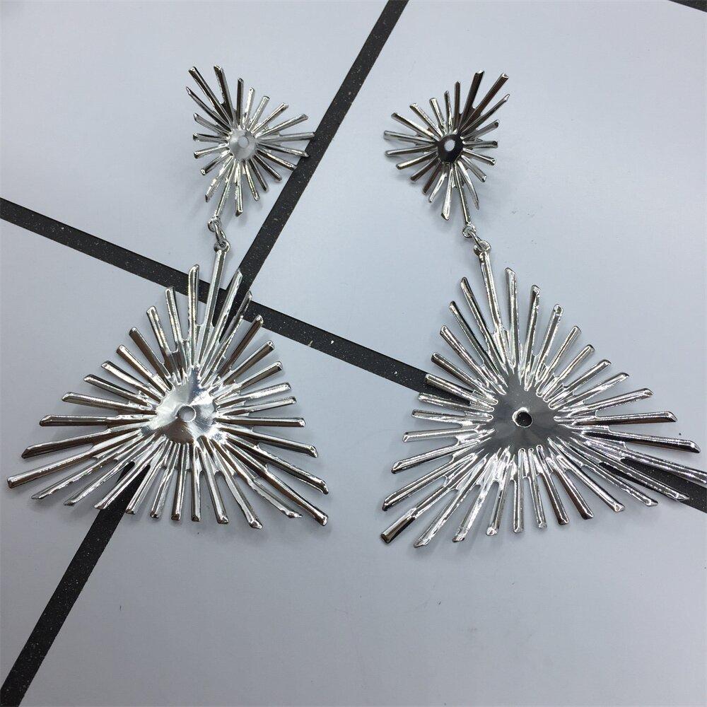 Summer Geometric Triangle Fried Hair Stud Earrings Exaggerated Indian Earrings