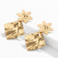 Jewelry cold folds irregular square exaggerated earrings niche geometric personality flower earrings