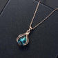 Fashion Women Blue Green Water Drop Shape Necklace Earrings Set Ornament Jewelry
