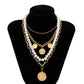 Jewelry temperament imitation pearl portrait multi-layer tassel necklace female retro beaded chain necklace
