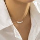 Jewelry French Vintage Metal Thin Chain Necklace Frosty Simple Imitation Pearl Beaded Collar