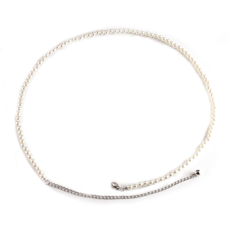 Women's Sweet Simple Dress Accessories Pearl Waist Chain Fashion Decorative Thin Belt Dress Waist Seal Waist Chain