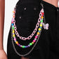 Multi-layer ins colorful flower beads string pink butterfly street shooting waist chain fashion hip-hop pants chain body chain