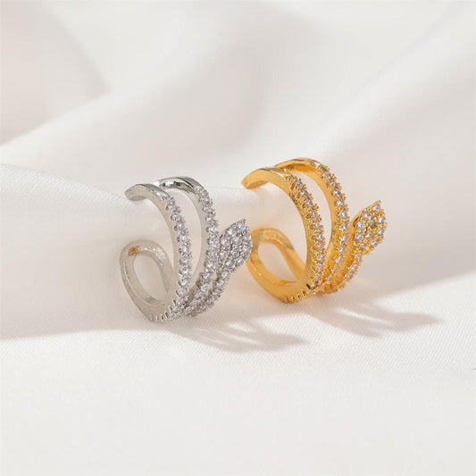 Retro diamond-studded snake-shaped ear clips without ear holes ins fashion personality simple c-shaped ear bone clip versatile earrings