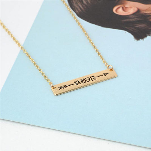 Popular Women's Trinkets Creative Alphabet Wanderer Rambler Outdoor Pendant Necklace Travel