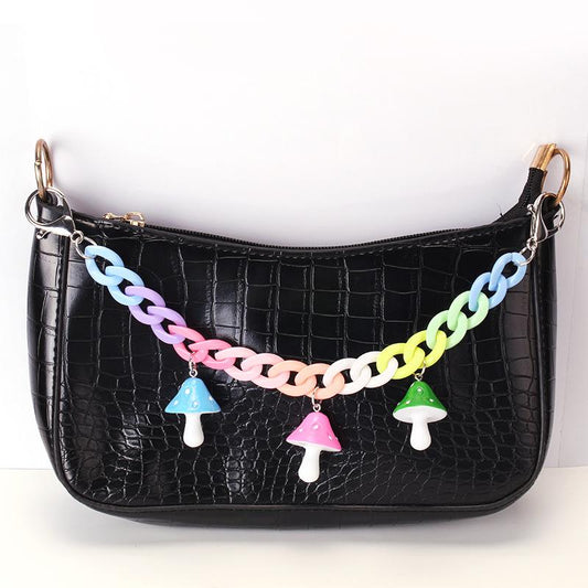 Colorful acrylic chain fashionable and versatile acrylic mushroom flower accessories decorative bag chain