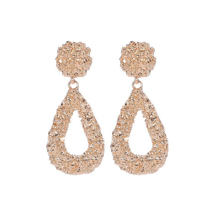 Pop Earrings Water Drop Embossed Bohemian Stud Earrings Punk Geometric Metal Earrings