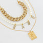 Jewelry Hip Hop Simple Full Diamond Cuban Chain Necklace Vintage Diamond Alphabet Pearl Tag Necklace