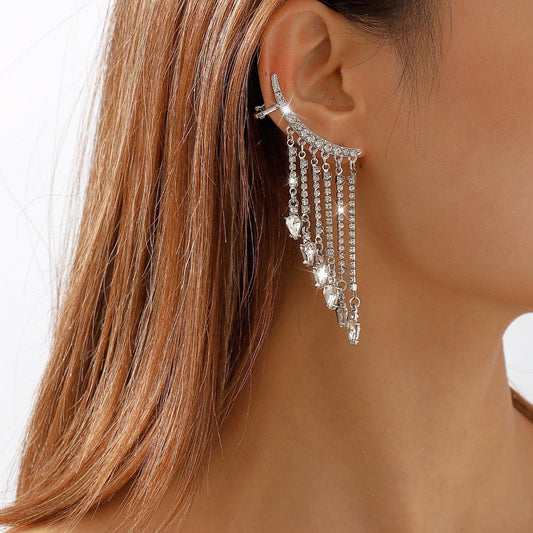 E1137 Jewelry Water Drop Diamond Simple Tassel Personality Fashion Ear Hanging Sweet Cool Girl Earrings