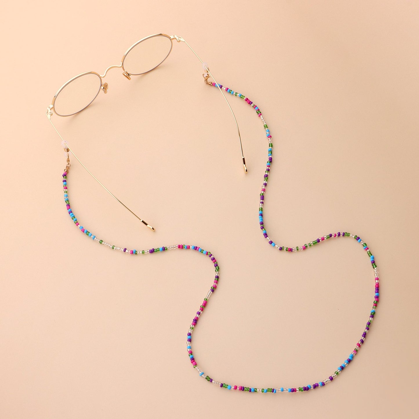 Customized jewelry multi-functional color rice bead glasses holder women's face mask double-use chain