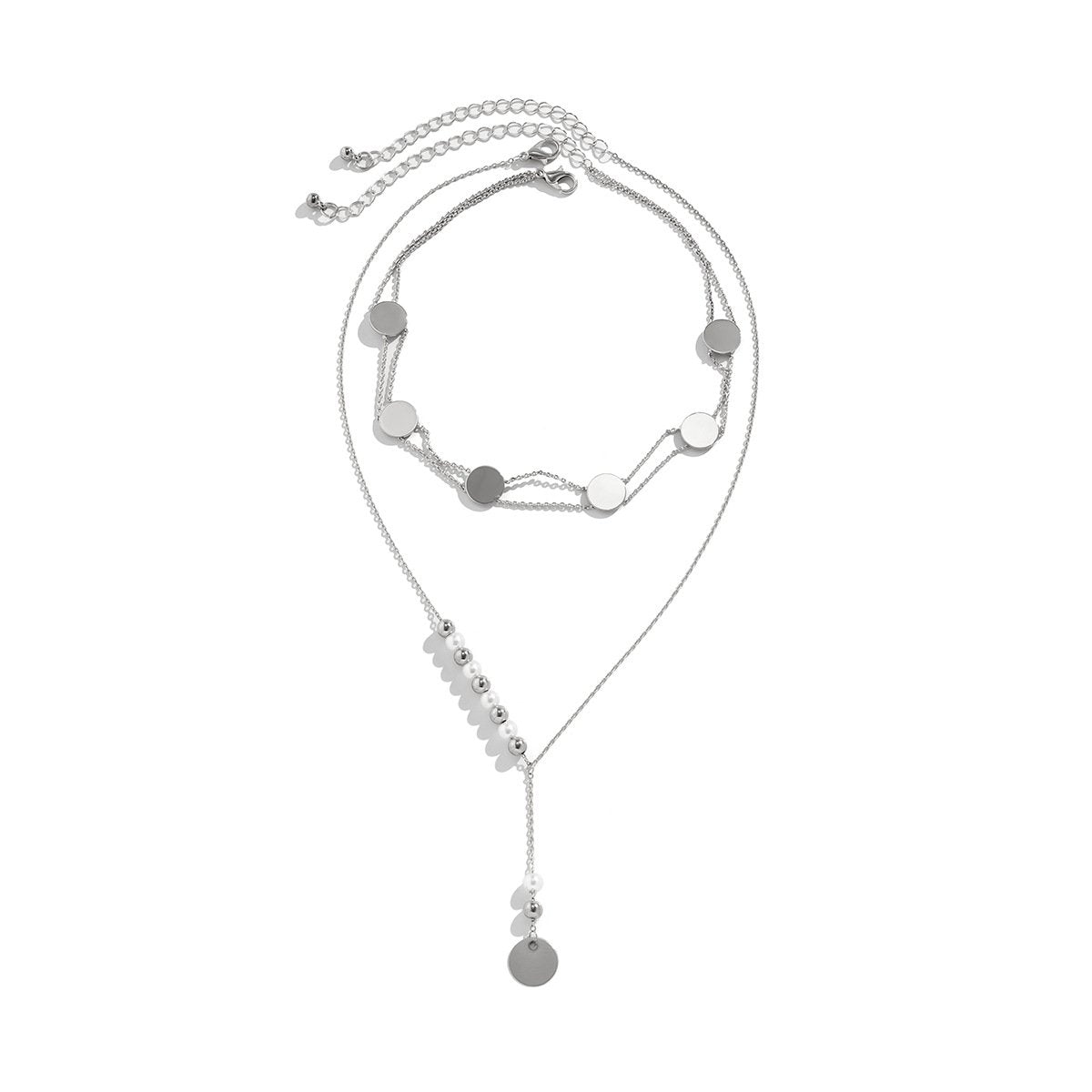 Jewelry Simple Metal Sequins Thin Chain Necklace Choker Niche Cold Pearl Necklace