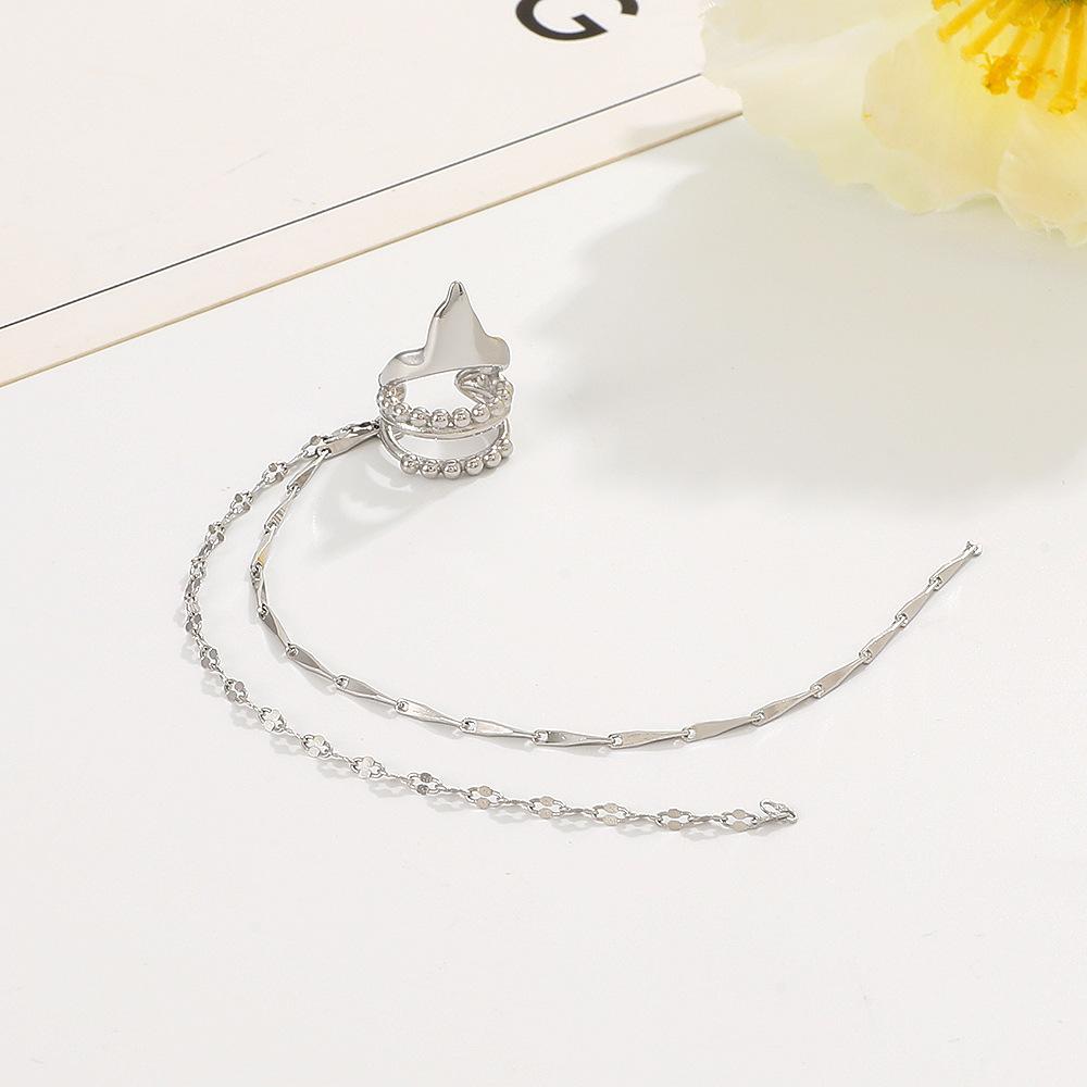 ins simple elf ear clip without ear hole fashion temperament niche design long chain tassel ear bone clip
