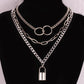 Jewelry Personality Ring Decorative Necklace Hip-Hop Rock Trend Padlock Accessories Multi-layer Set Chain