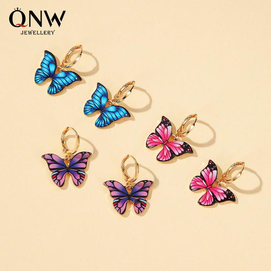 Colorful Butterfly Earrings Ins Net Red Temperament Fantasy Butterfly Earrings Earrings