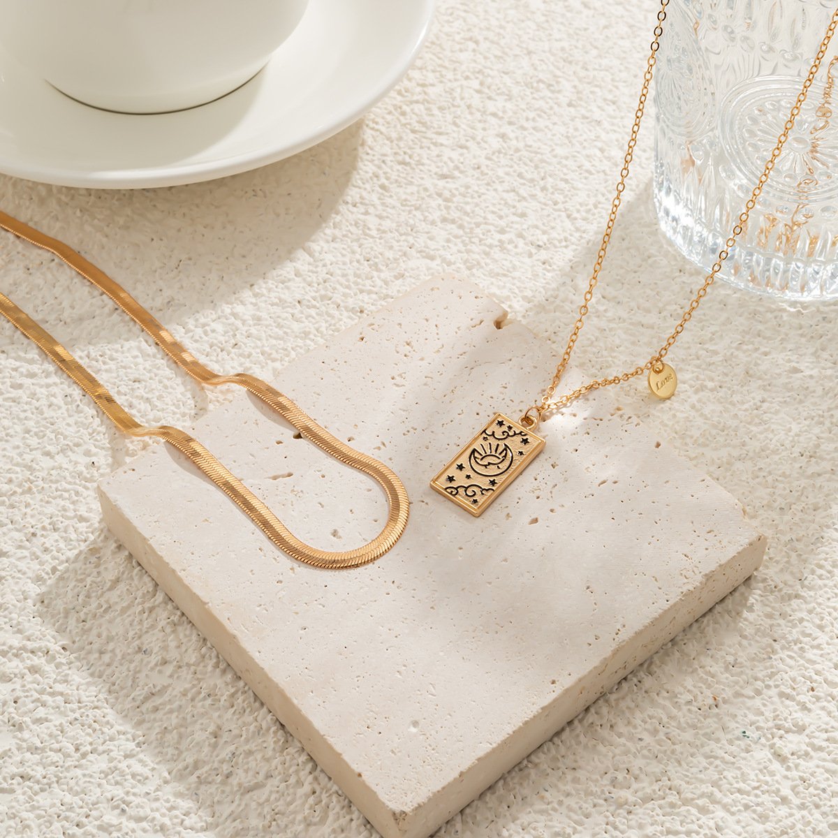 Jewelry Hip Hop Niche Metal Graffiti Tag Necklace Simple Snake Bone Chain Alphabet Pendant Necklace