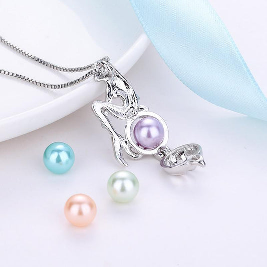 Delicate Pearl Mermaid Pendant Necklace Petite Delicate Clavicle Chain
