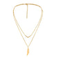 Trendy white tower fashion leaf double-layer stainless steel golden V-shaped leaf feather niche design clavicle chain