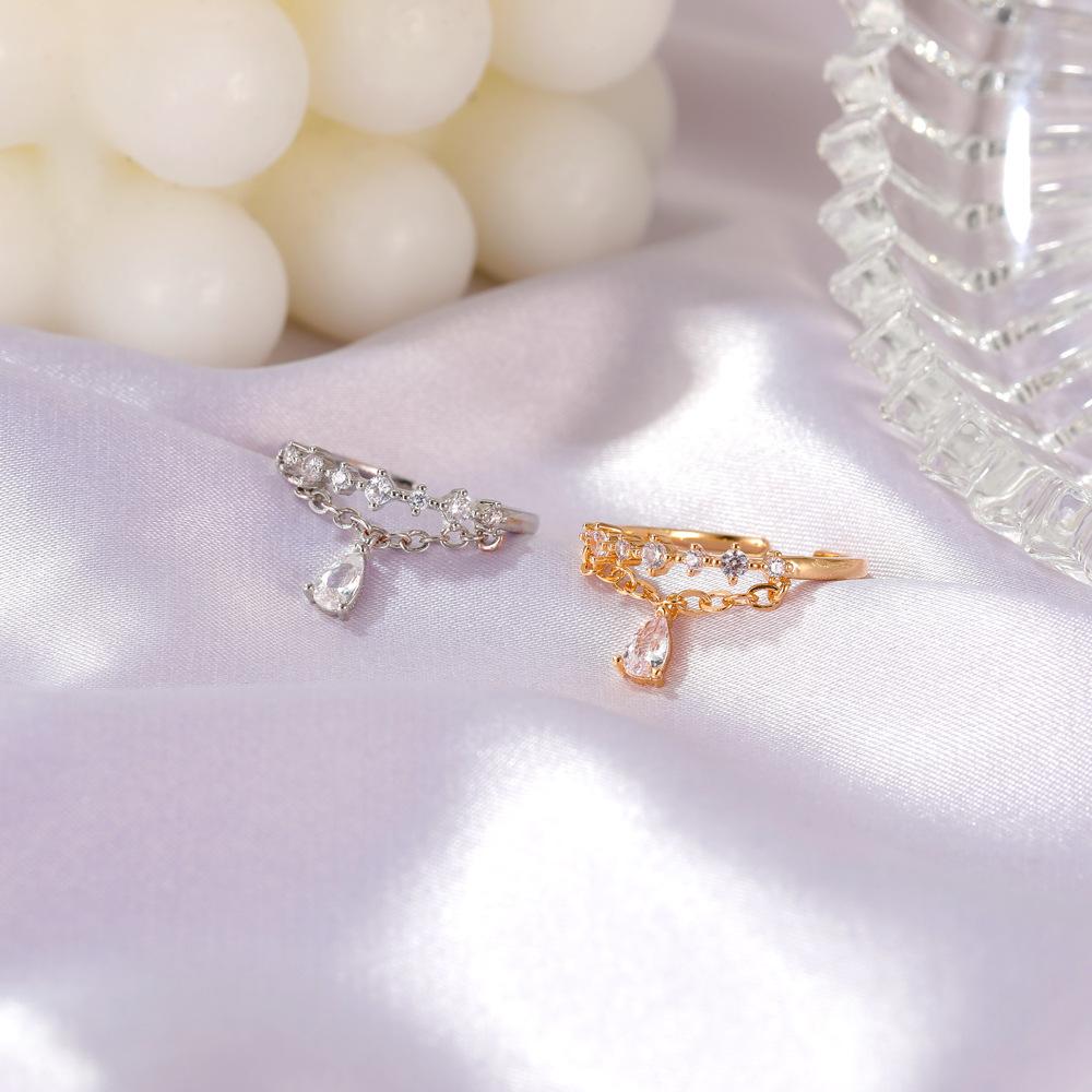 Small fresh zircon pendant ring beautiful diamond open joint ring female sweet gourmet finger ring