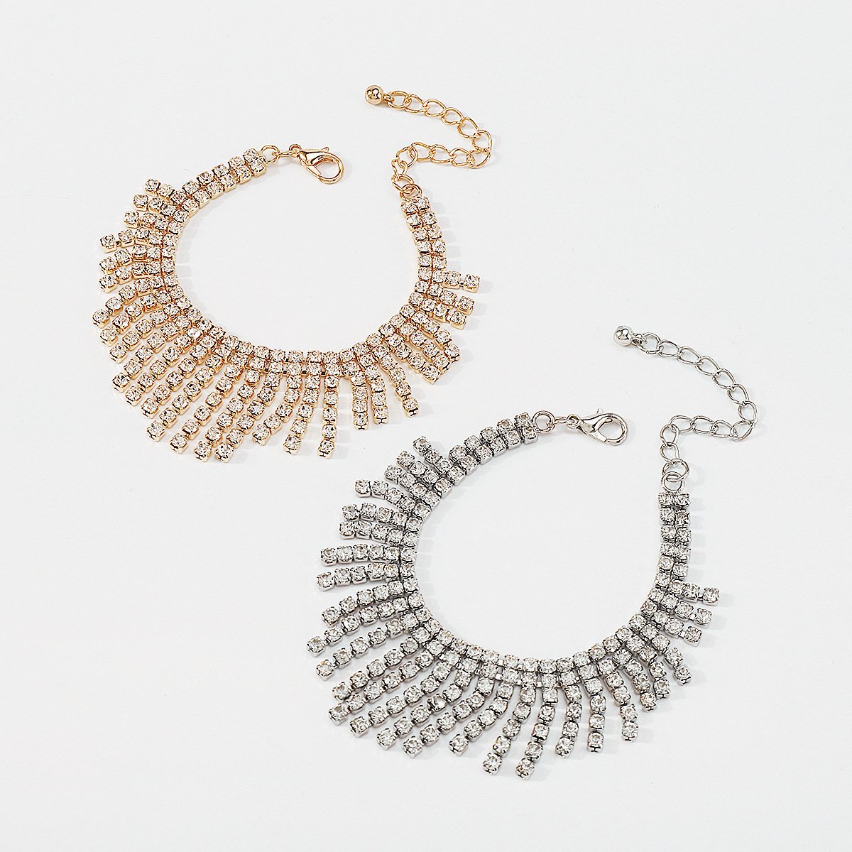 B1895 Net Red Blogger Temperament Rhinestone Tassel Bracelet Light Luxury Trendy Geometric Full Diamond Trend Hand Jewelry Female