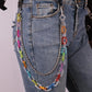 Ins trendy street retro double-layer resin pants chain hip-hop pants ball waist chain hanging chain belt accessories