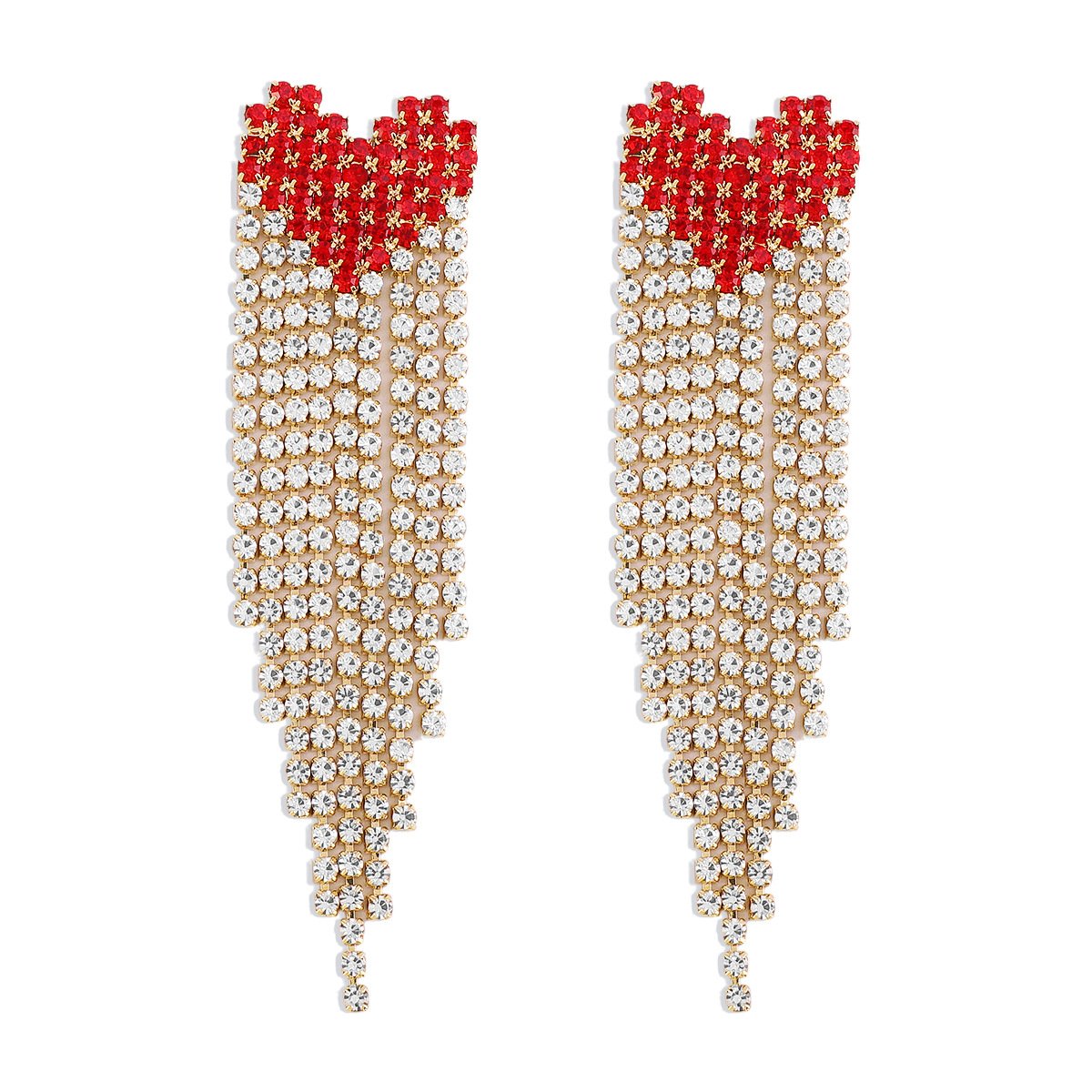 E1392 Exaggerated Long Earrings Rhinestone Claw Chain Tassel Earrings Love Diamond Light Luxury Dinner Earrings