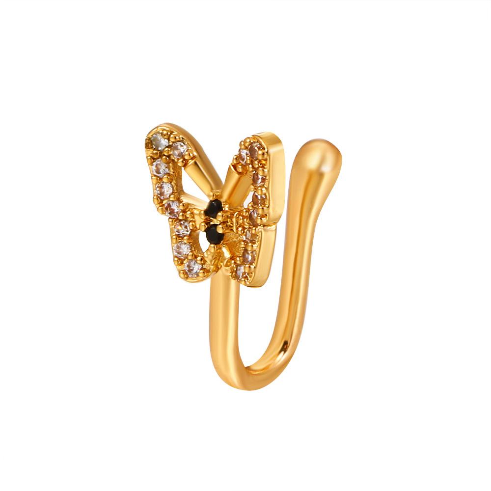Fashion personality U-shaped fake nose ring diamond butterfly nose nail no hole nose clip piercing jewelry