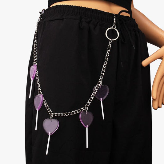 Hip-hop acrylic lollipop punk fashion metal waist chain personality popular pants chain ins