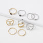 R669 Simple Set Ring Love Hollow Geometry Micro-inlaid Fashion Ring Niche Internet Celebrity Retro Hand Jewelry Female