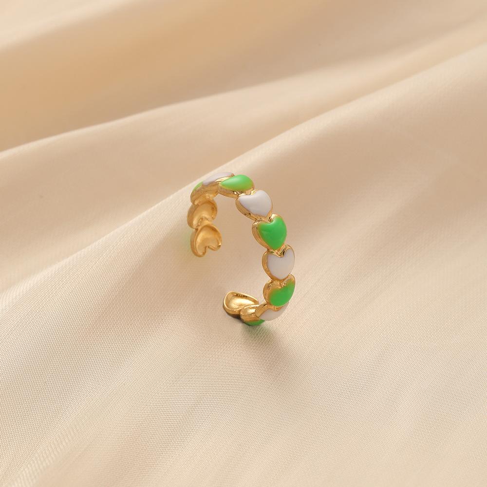 Fashion Magazine Ladies Stainless Steel Creative Design Simple Opening Small Heart Adjustable Ring