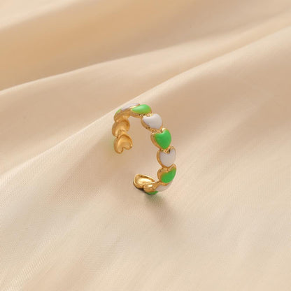 Fashion Magazine Ladies Stainless Steel Creative Design Simple Opening Small Heart Adjustable Ring