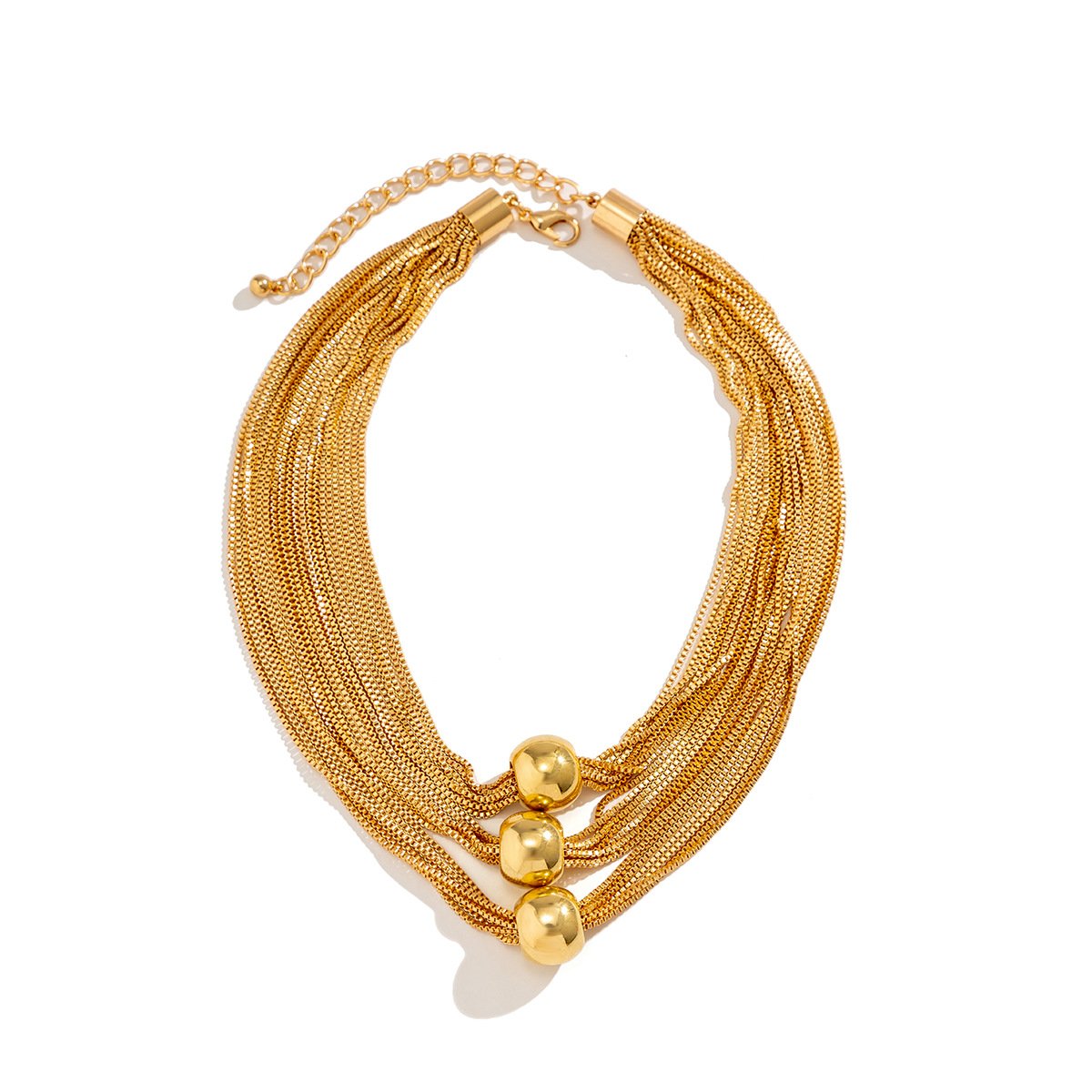 Jewelry exaggerated metal ball pendant necklace personality multi-layer box chain retro necklace female
