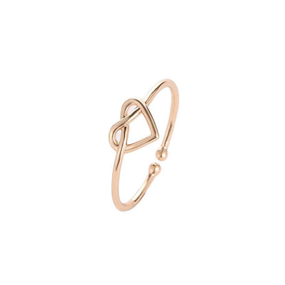 Knotted ring femininity simple hollow love opening ring peach heart heart-shaped ring