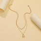 Dongdaemun Simple and Versatile Temperament Pearl Necklace Personality Metal Lock Pendant Fashion Niche Double Layer Necklace