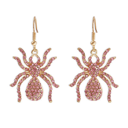 E9871 Jewelry Halloween Exaggerated Funny Spider Earring Female Creative Full Diamond Temperament Earring Female