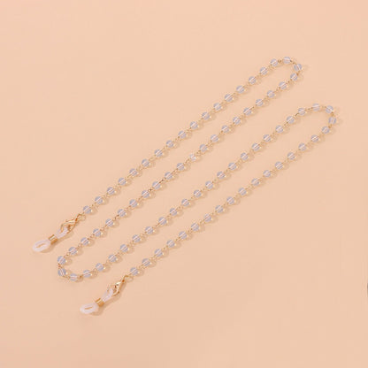 Ornament Protein Bead Glasses Chain Versatile Black and White Bead Glasses Accessories Women
