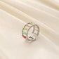 Fashionable high-level cold ins stainless steel opening color drop oil simple line ring